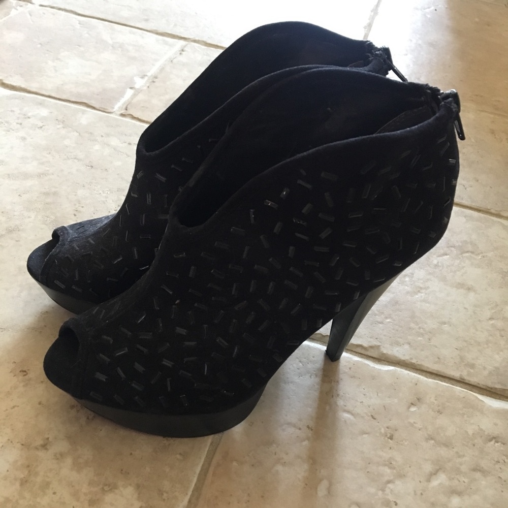 Open Toe Black Heels/Booties